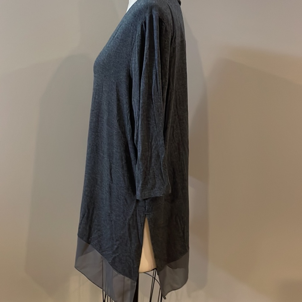 Lane Bryant long sleeve asymmetrical lightweight tunic with sheer bottom - Picture 3 of 5